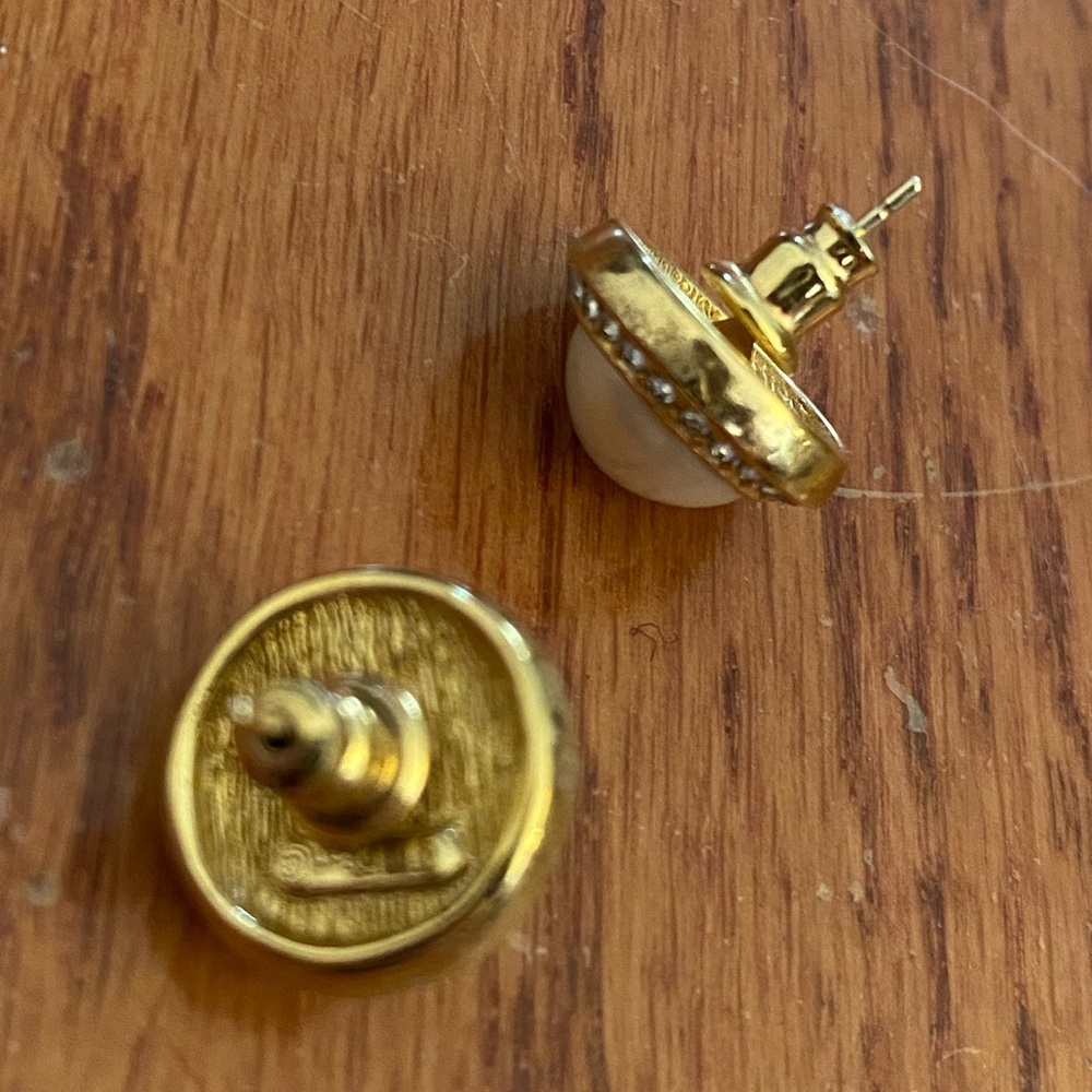 Vintage Christian Dior Pave Pearl Pierced Earrings - Picture 4 of 7
